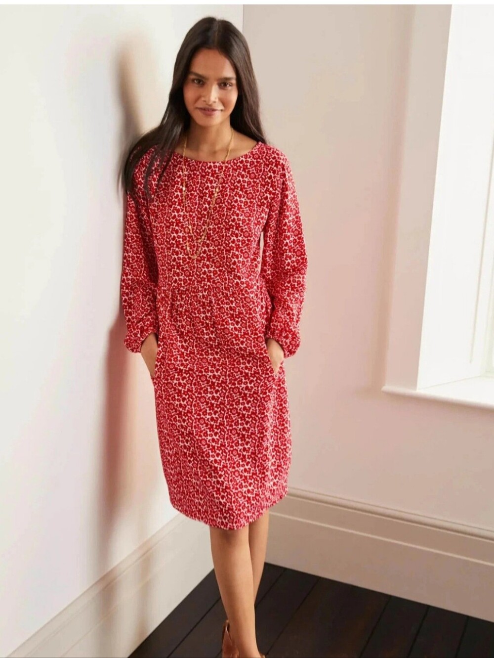 Boden Serena Floral Cherry Long Sleeve New With Tags Size 12L